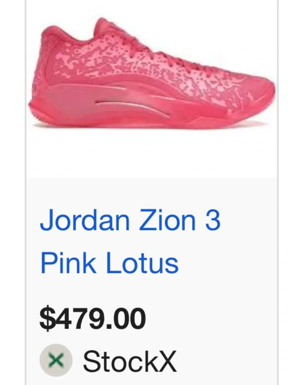 Air Jordan Zion 3 Pink Lotus Basketball Sneakers Shoes Womens 9.5 Mens size 8